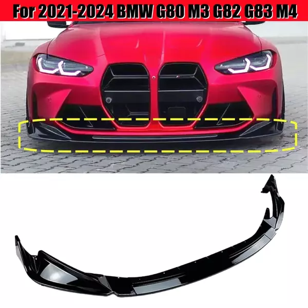 Front Spoiler Lip Gloss Black ABE Fits BMW G80 G81 G82 Bumper -