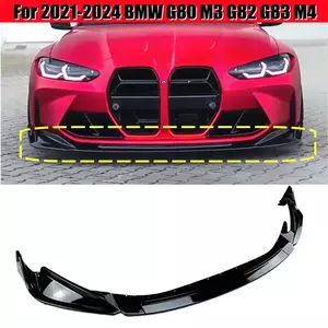Front Spoiler Lip Gloss Black ABE Fits BMW G80 G81 G82 Bumper -