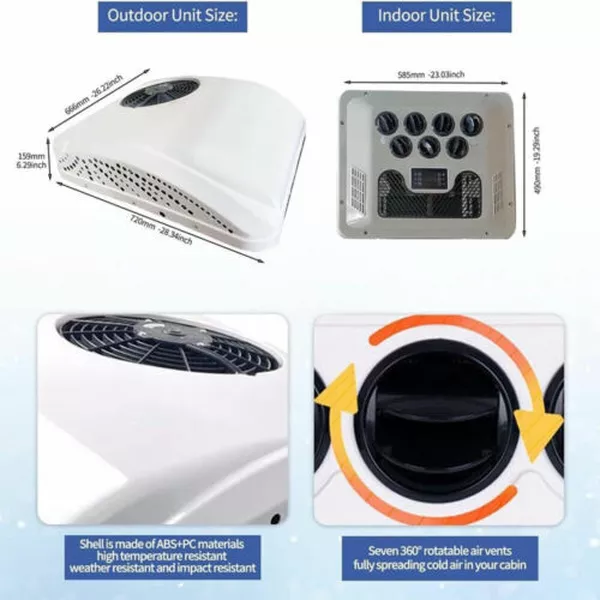 24V Rooftop Air Conditioner AC Unit Cool&Heat 13500BTU For RV Trailer Motorhome