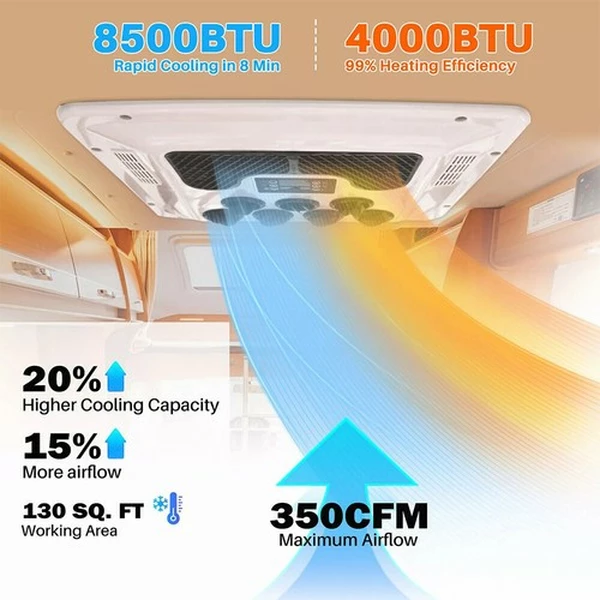 12V/24V RV Air Conditioner Rooftop AC Unit Heat & Cool For Motorhome Caravan Van