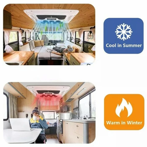 12V/24V RV Air Conditioner Rooftop AC Unit Heat & Cool For Motorhome Caravan Van