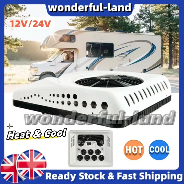 12V/24V RV Air Conditioner Rooftop AC Unit Heat & Cool For Motorhome Caravan Van