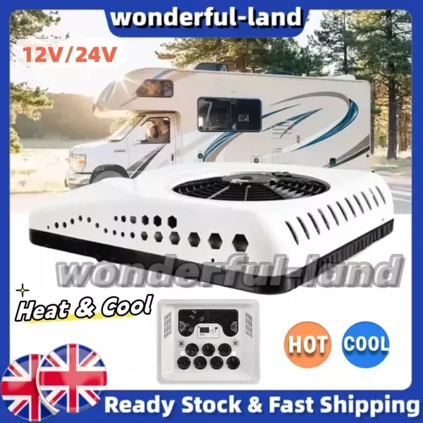 12V/24V RV Air Conditioner Rooftop AC Unit Heat & Cool For Motorhome Caravan Van