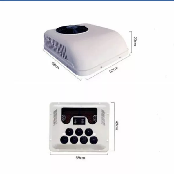 12V RV Air Conditioner Truck Roof Air Conditioner Heat Pump Heating Cooling 8000BTU-
