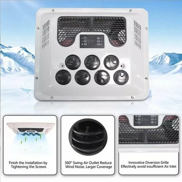 12V RV Air Conditioner Truck Roof Air Conditioner Heat Pump Heating Cooling 8000BTU-