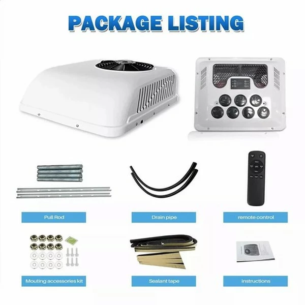 12V RV Air Conditioner Truck Roof Air Conditioner Heat Pump Heating Cooling 8000BTU-