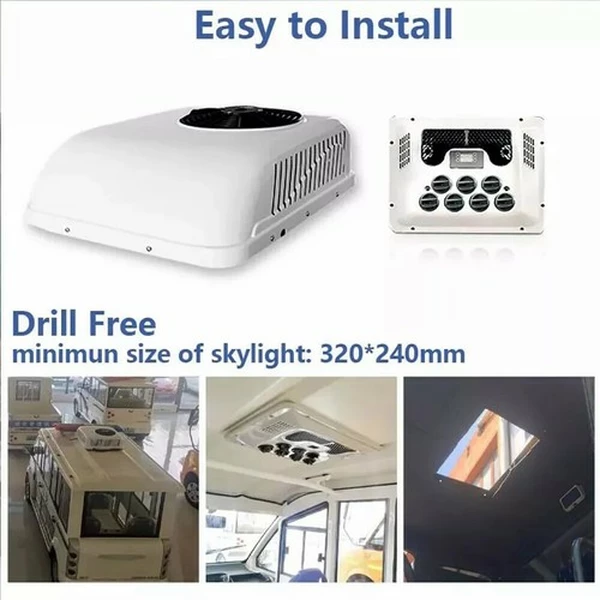 12V RV Air Conditioner Truck Roof Air Conditioner Heat Pump Heating Cooling 8000BTU-