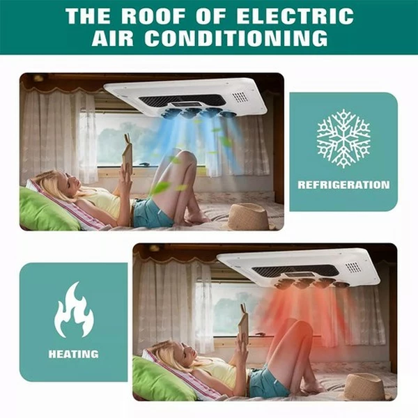 12V RV Air Conditioner Truck Roof Air Conditioner Heat Pump Heating Cooling 8000BTU-