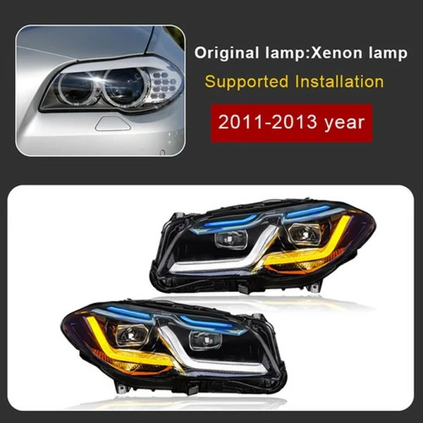 2x for BMW 5 Series F10 F11 2011-2017 Xenon HID W/Adaptive Modified LED Headlights-