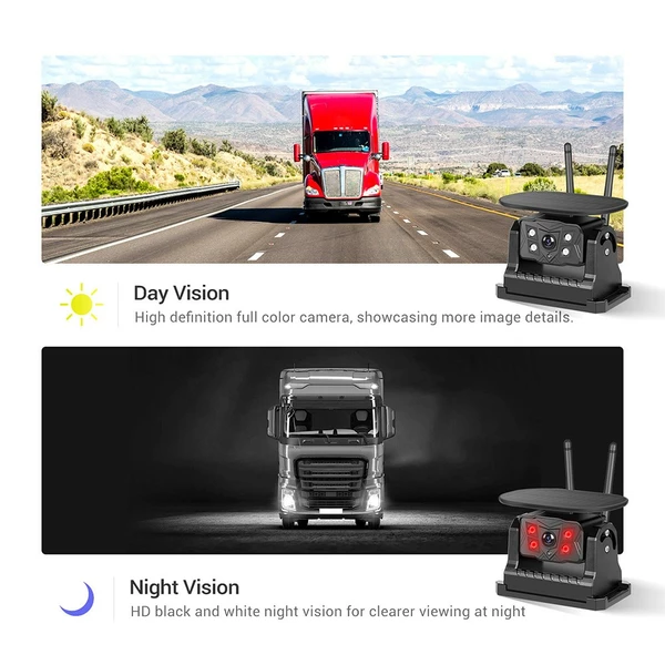 7" Monitor Car Wireless Solar Reversing Camera For Truck Bus Van Rear View Kit