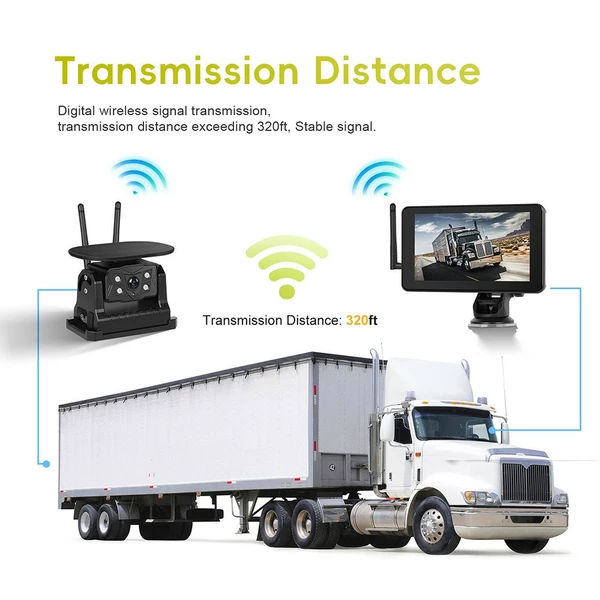 7" Monitor Car Wireless Solar Reversing Camera For Truck Bus Van Rear View Kit